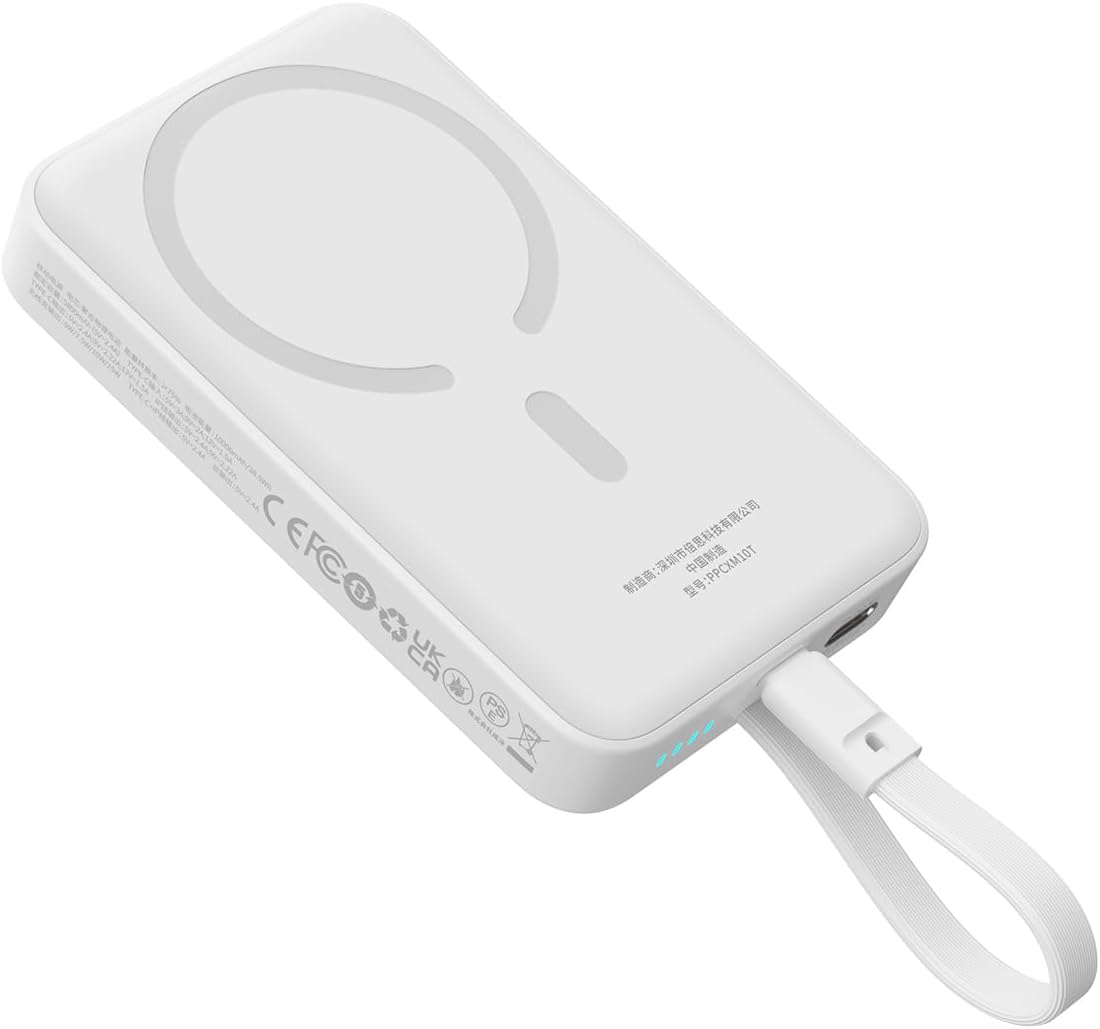Bateria Externa Wireless Baseus Magnetic Mini, 10000mAh, 30W, PD + FQI, 1 x QI - 2 x USB-C, Branca P1002210B223-00