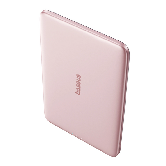 Bateria Externa Wireless Baseus PicoGo AM41, 5000mAh, 20W, PD + FQI, 1 x QI - 1 x USB-C, Rosa
