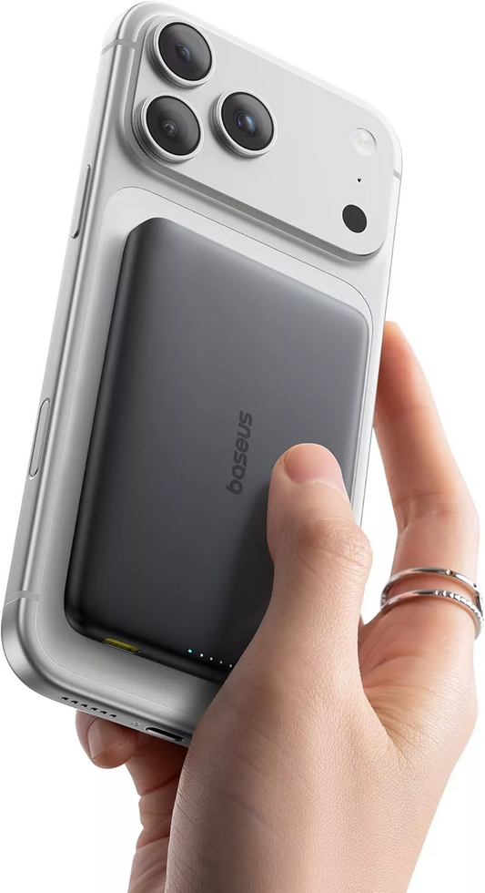 Bateria Externa Wireless Baseus PicoGo AM41, 10000mAh, 27W, PD + FQI, 1 x QI - 1 x USB-C, Preta E0027201
