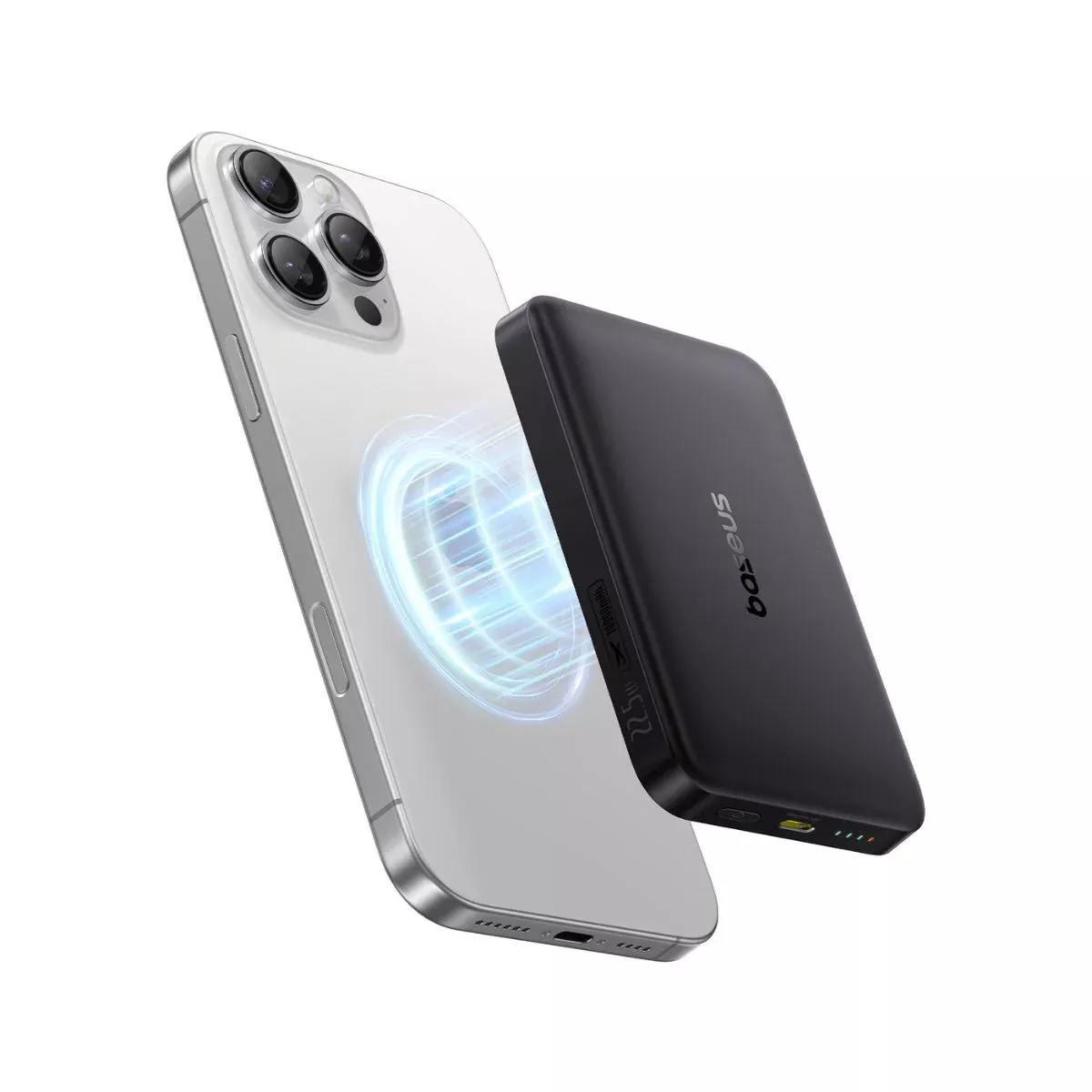 Bateria Externa Wireless Baseus Enerfill FM12, 10000mAh, 22.5W, PD + FQI, 1 x QI - 1 x USB-C, Preta E0028500