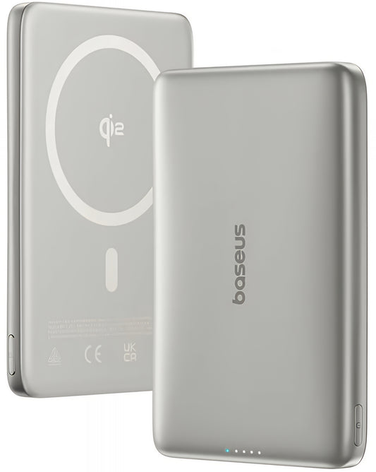 Bateria Externa Wireless Baseus PicoGo AM41, 10000mAh, 27W, PD + FQI, 1 x QI - 1 x USB-C, Bege E0027203