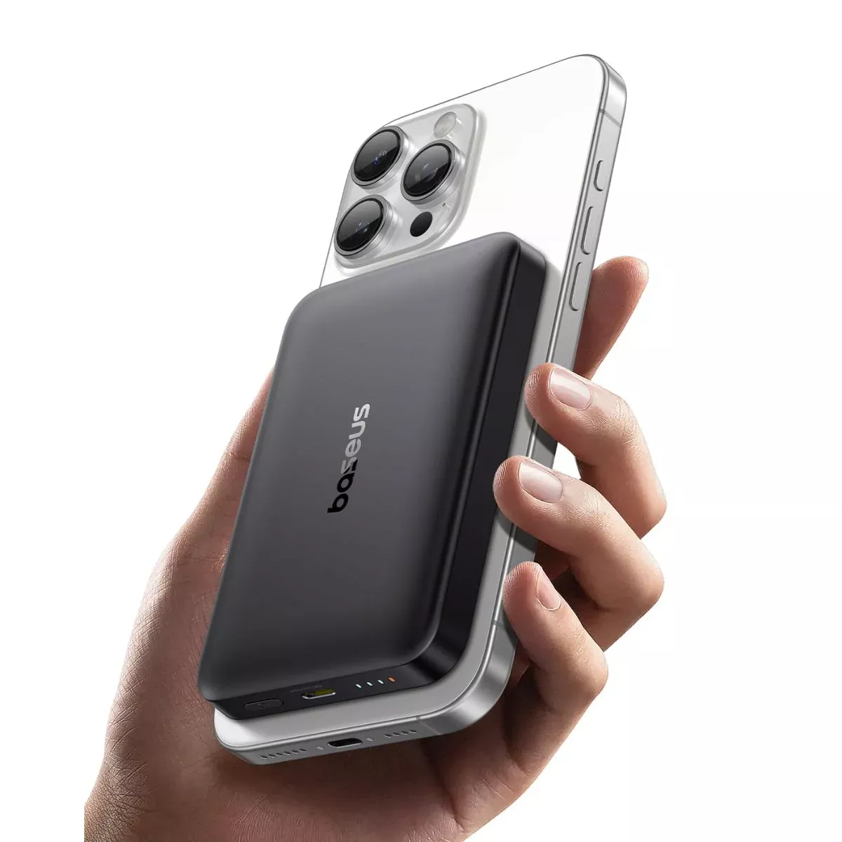 Bateria Externa Wireless Baseus Enerfill FM12, 10000mAh, 22.5W, PD + FQI, 1 x QI - 1 x USB-C, Preta E0028500