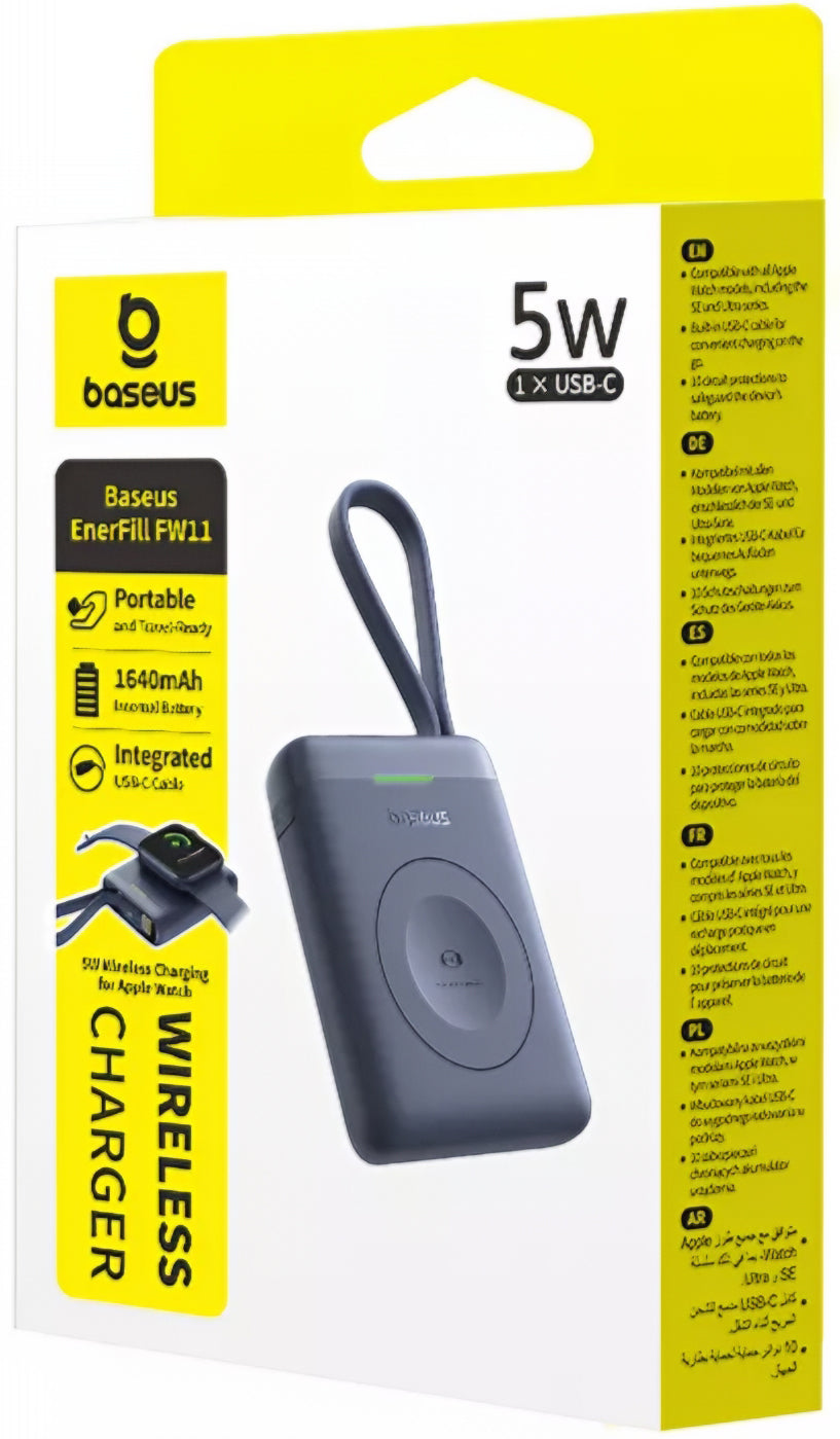 Bateria Externa Wireless Baseus EnerFill FW11 para Apple Watch Series, 1640mAh, 5W, 1 x QI, Preta E0205301