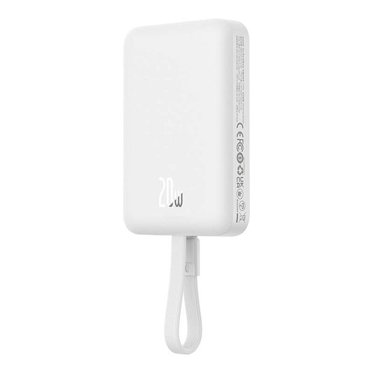 Bateria Externa Wireless Baseus Magnetic Mini, 10000mAh, 20W, PD + FQI, 1 x Lightning - 1 x QI - 1 x USB-C, Branca P10022109223-00