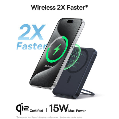 Bateria Externa Wireless Baseus PicoGo, 5000mAh, 20W, PD + FQI, 1 x QI - 1 x USB-C, Preta P10076802123-00