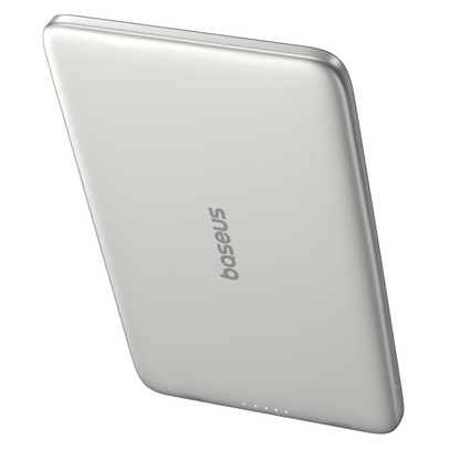 Bateria Externa Wireless Baseus PicoGo AM41, 5000mAh, 20W, PD + FQI, 1 x QI - 1 x USB-C, Bege