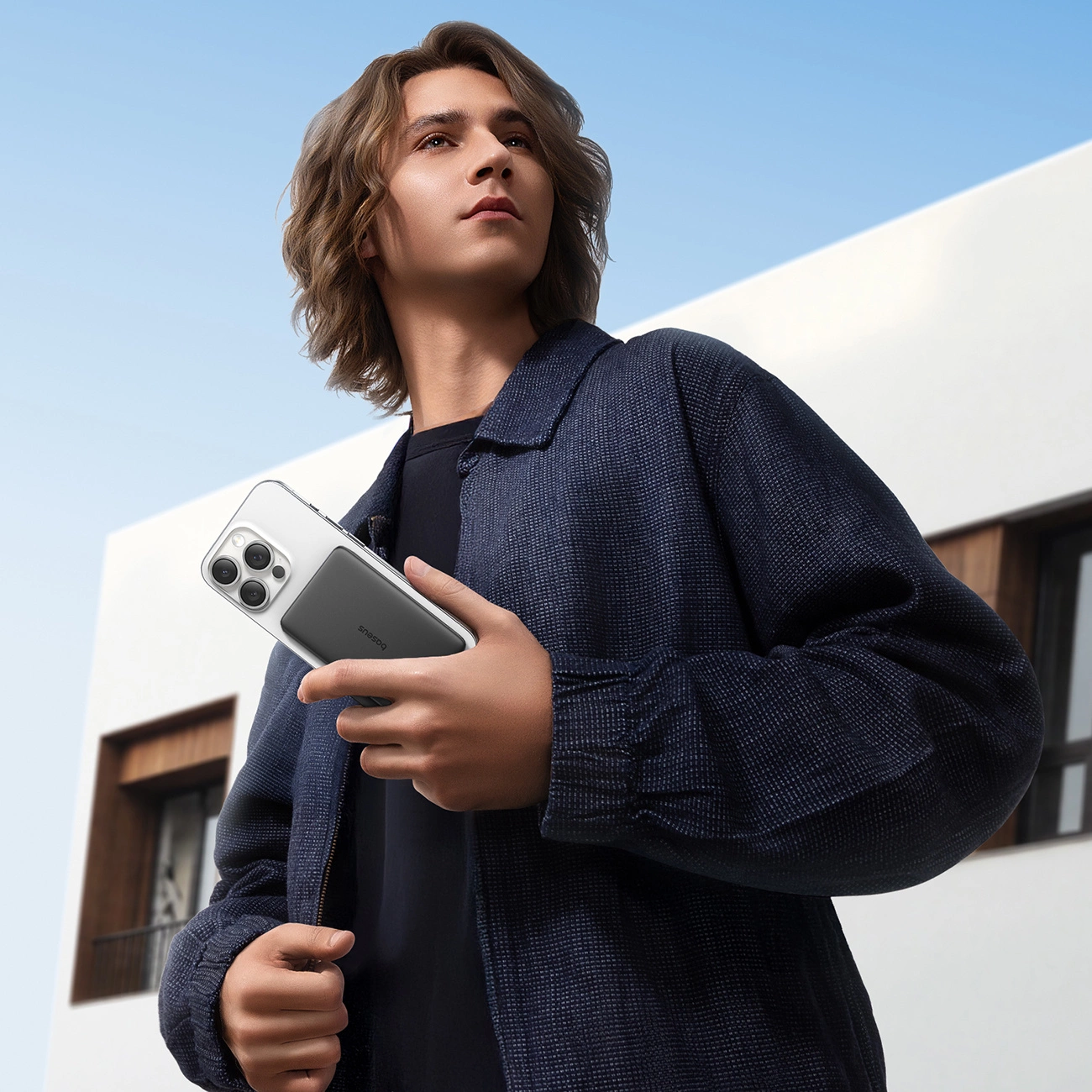 Bateria Externa Wireless Baseus PicoGo AM41, 5000mAh, 20W, PD + FQI, 1 x QI - 1 x USB-C, Preta