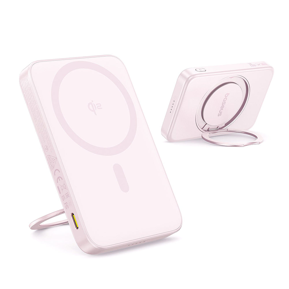 Bateria Externa Wireless Baseus PicoGo, 5000mAh, 20W, PD + FQI, 1 x QI - 1 x USB-C, Rosa P10076800413-00