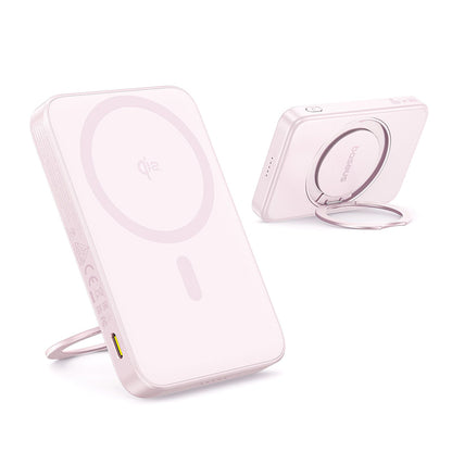 Bateria Externa Wireless Baseus PicoGo, 5000mAh, 20W, PD + FQI, 1 x QI - 1 x USB-C, Rosa P10076800413-00