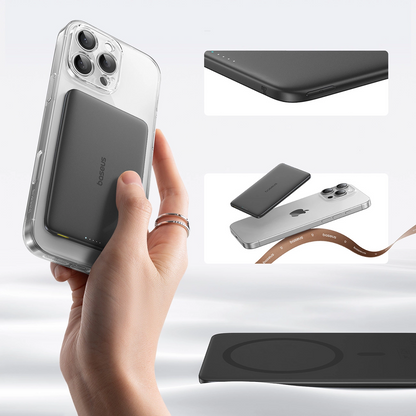 Bateria Externa Wireless Baseus PicoGo AM41, 5000mAh, 20W, PD + FQI, 1 x QI - 1 x USB-C, Preta