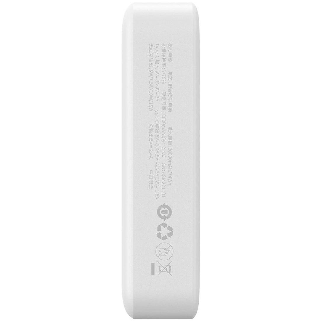 Bateria externa sem fios Baseus Magnetic Mini, 20000mAh, 20W, PD + FQI, 1 x QI - 1 x USB-C, branco PPCX150002 