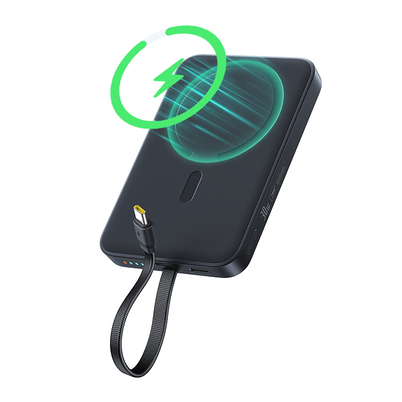 Bateria Externa Wireless Baseus EnerFill FM11, 10000 mAh, 30 W, PD + FQI, 1 x QI - 2 x USB-C, Preta E0028904