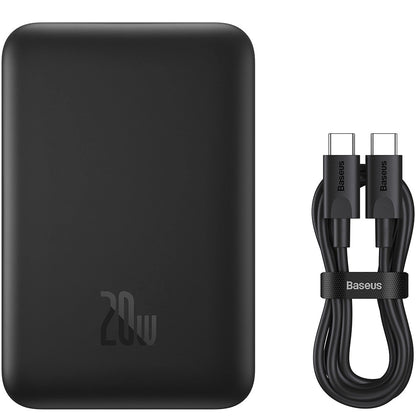 Bateria Externa Wireless Baseus Magnetic Mini, 10000mAh, 20W, PD + FQI, 1 x QI - 1 x USB-C, Preta PPCX070001