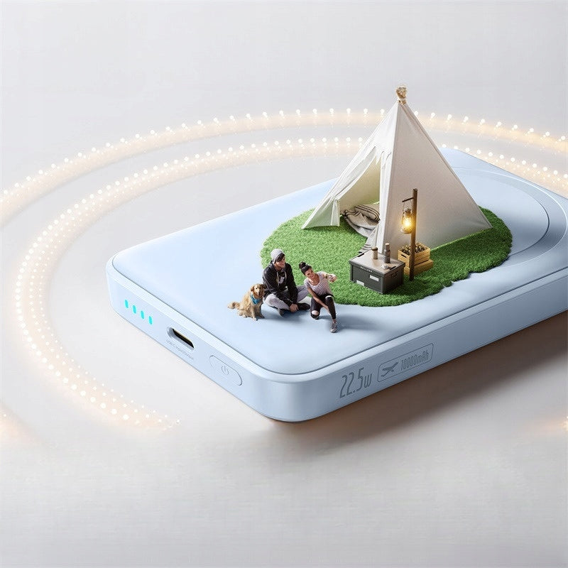 Bateria Externa Wireless Baseus EnerFill FM11 Ultra-Mini, 10000mAh, 22.5W, PD + FQI, 1 x QI - 1 x USB-C, Azul P1008210E313-00