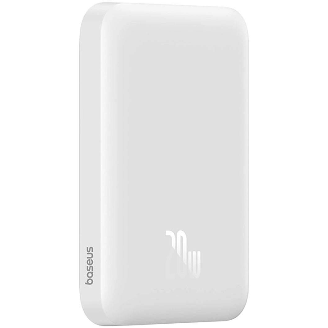 Bateria externa sem fios Baseus Magnetic Mini, 6000mAh, 20W, PD + FQI, 1 x QI - 1 x USB-C, branco 