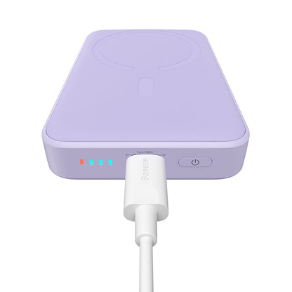 Bateria Externa Wireless Baseus Magnetic Mini, 10000mAh, 20W, PD + FQI, 1 x QI - 1 x USB-C, Roxo PPCX110105
