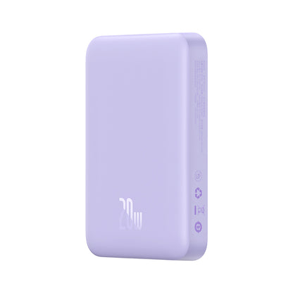 Bateria Externa Wireless Baseus Magnetic Mini, 10000mAh, 20W, PD + FQI, 1 x QI - 1 x USB-C, Roxo PPCX110105
