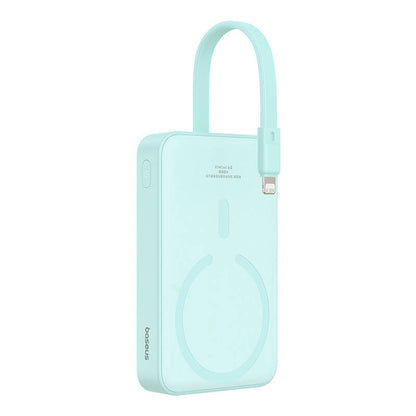 Bateria Externa Wireless Baseus Magnetic Mini, 10000mAh, 20W, PD + FQI, 1 x Lightning - 1 x QI - 1 x USB-C, Verde P10022109333-00