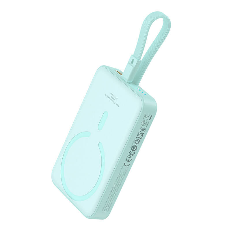 Bateria Externa Wireless Baseus Magnetic Mini, 10000mAh, 20W, PD + FQI, 1 x Lightning - 1 x QI - 1 x USB-C, Verde P10022109333-00