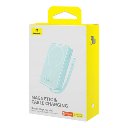 Bateria Externa Wireless Baseus Magnetic Mini, 10000mAh, 20W, PD + FQI, 1 x Lightning - 1 x QI - 1 x USB-C, Verde P10022109333-00