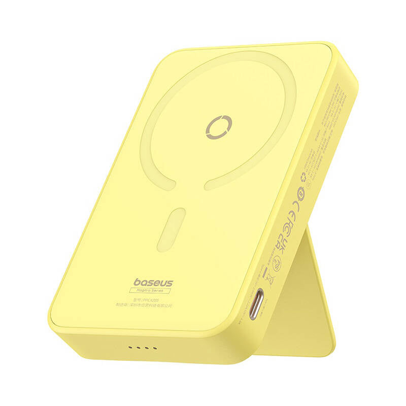 Bateria Externa Wireless Baseus MagPro PPCXZ05, 5000mAh, 20W, PD + FQI, 1 x QI - 1 x USB-C, Amarela P10064101Y23-00