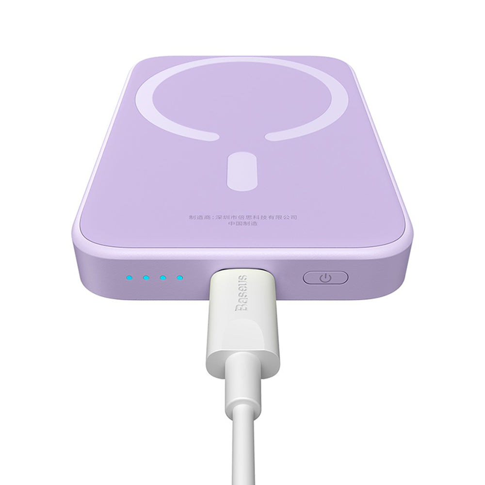 Bateria Externa Wireless Baseus Mini Air, 6000mAh, 20W, PD + FQI, 1 x QI - 1 x USB-C, Roxo P10059002513-00