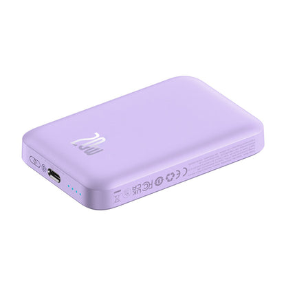 Bateria Externa Wireless Baseus Mini Air, 6000mAh, 20W, PD + FQI, 1 x QI - 1 x USB-C, Roxo P10059002513-00