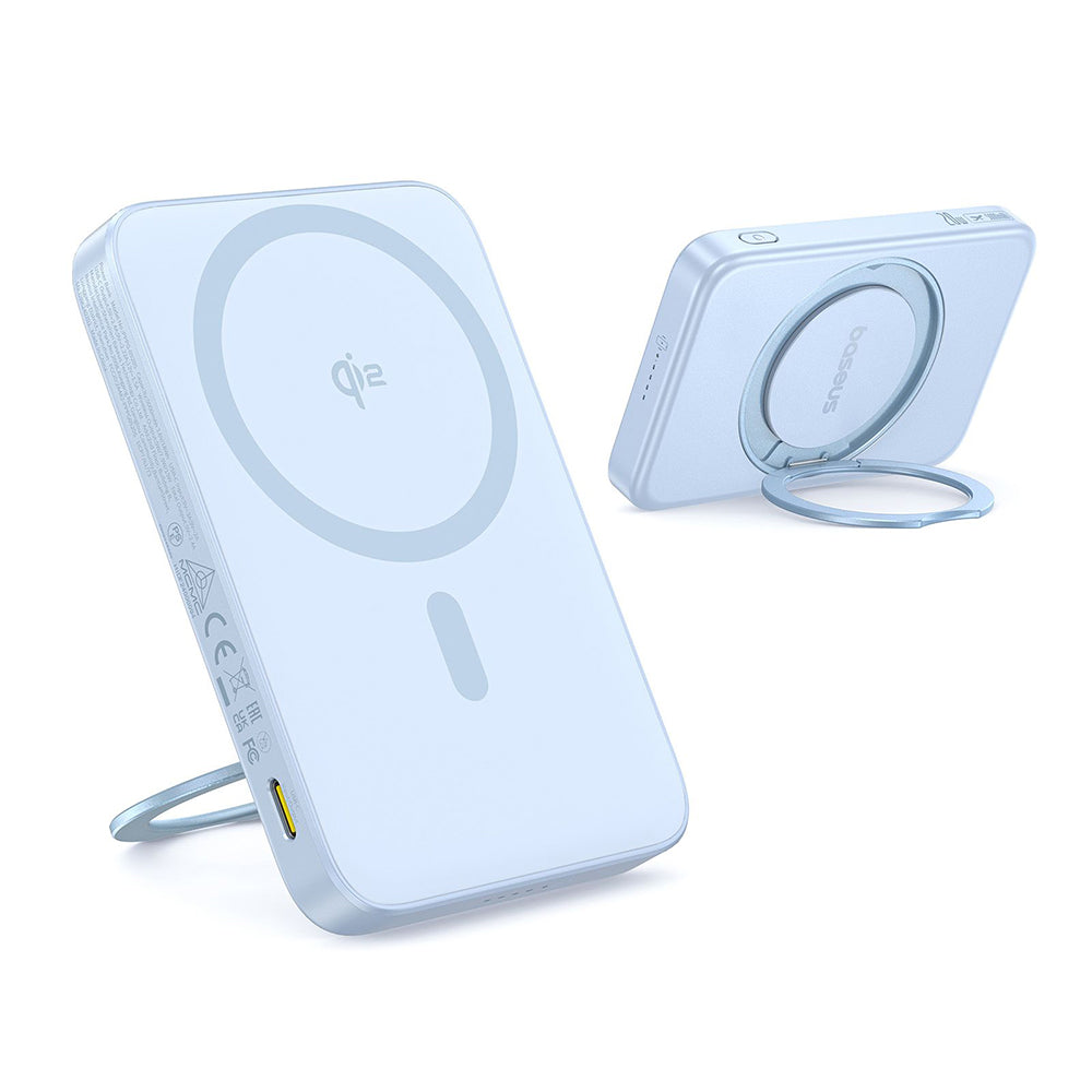Bateria Externa Wireless Baseus PicoGo, 5000mAh, 20W, PD + FQI, 1 x QI - 1 x USB-C, Azul P10076800313-00