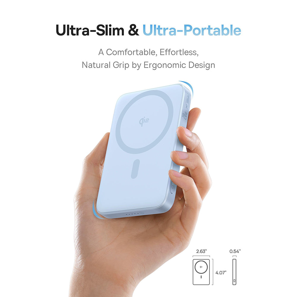 Bateria Externa Wireless Baseus PicoGo, 5000mAh, 20W, PD + FQI, 1 x QI - 1 x USB-C, Azul P10076800313-00