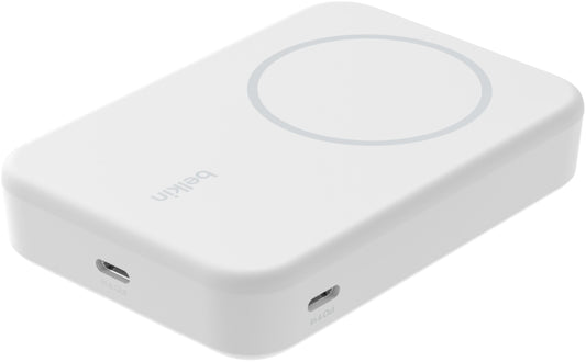 Bateria Externa Wireless Belkin BoostCharge Pro com Suporte, 10000mAh, 15W, FQI, 1 x QI - 1 x USB-C, Branco BPD008btWH
