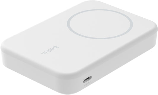 Bateria Externa Wireless Belkin BoostCharge Pro com Suporte, 8000mAh, 15W, FQI, 1 x QI - 1 x USB-C, Branco BPD007btWH