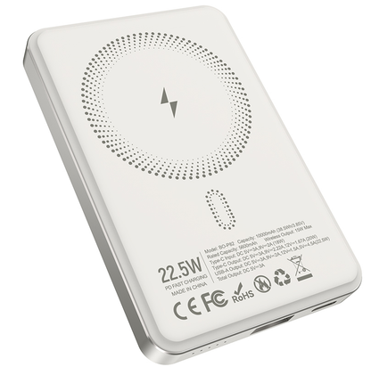 Bateria Externa Wireless BWOO BO-P82, 10000mAh, 22,5W, PD + FQI, 1 x QI - 1 x USB-C, Branco