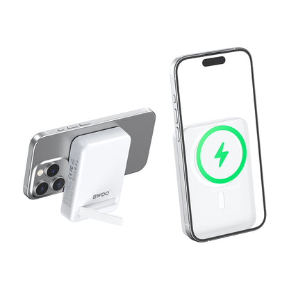 Bateria Externa Wireless BWOO BO-P59, 10000mAh, 20W, PD + QI, 1 x QI - 1 x USB-C, Branca
