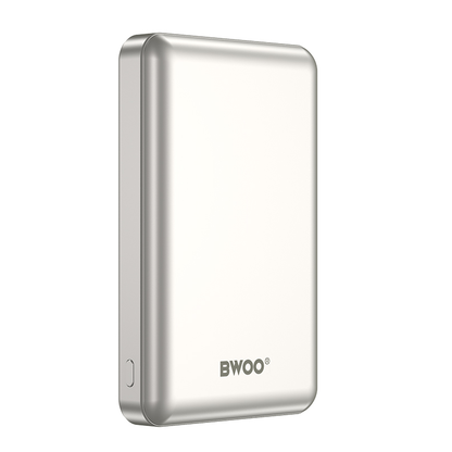 Bateria Externa Wireless BWOO BO-P82, 10000mAh, 22,5W, PD + FQI, 1 x QI - 1 x USB-C, Branco