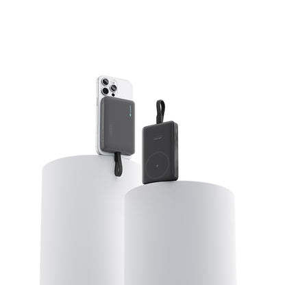 Bateria Externa Wireless Cuktech WPB100L, 10000mAh, 22.5W, PD + FQI, 1 x QI - 2 x USB-C, Preta CKWPB100LGLBK