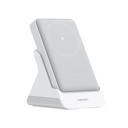 Bateria Externa Wireless Cuktech WPB100N, 10000mAh, 20W, PD + FQI, 1 x QI - 1 x USB-C, Branco CKWPB100NGLGR