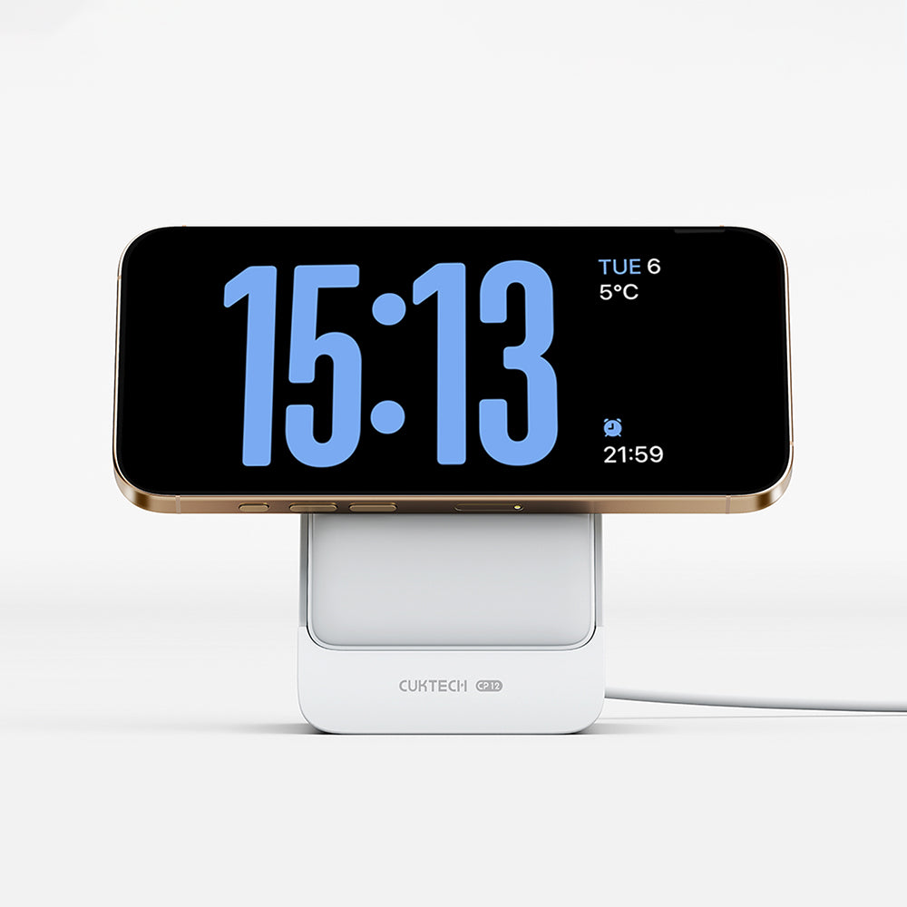Bateria Externa Wireless Cuktech WPB100N, 10000mAh, 20W, PD + FQI, 1 x QI - 1 x USB-C, Branco CKWPB100NGLGR