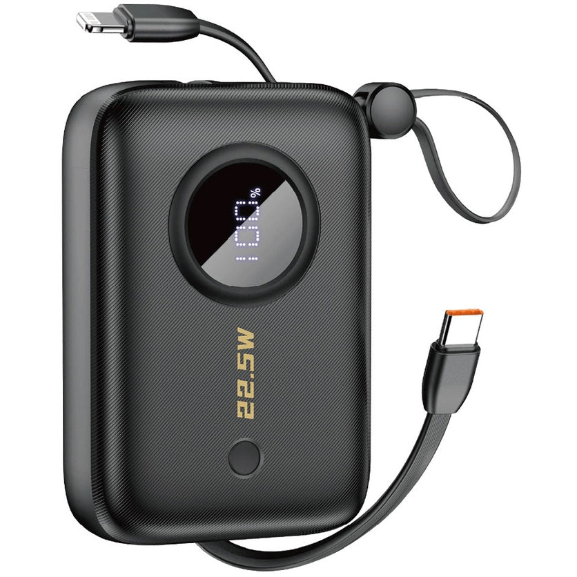 Bateria Externa Dudao K14, 10000mAh, 22.5W, QC + PD, 1 x Lightning - 1 x USB-A - 2 x USB-C, Preta