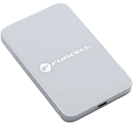 Bateria Externa Wireless Forcell F5K8, 5000mAh, 15W, PD + FQI, 1 x QI - 1 x USB-C, Branca
