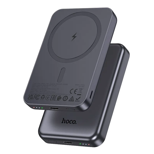 Bateria Externa Wireless HOCO J160, 5000mAh, 10W, 1 x QI - 1 x USB-C, Cinzento
