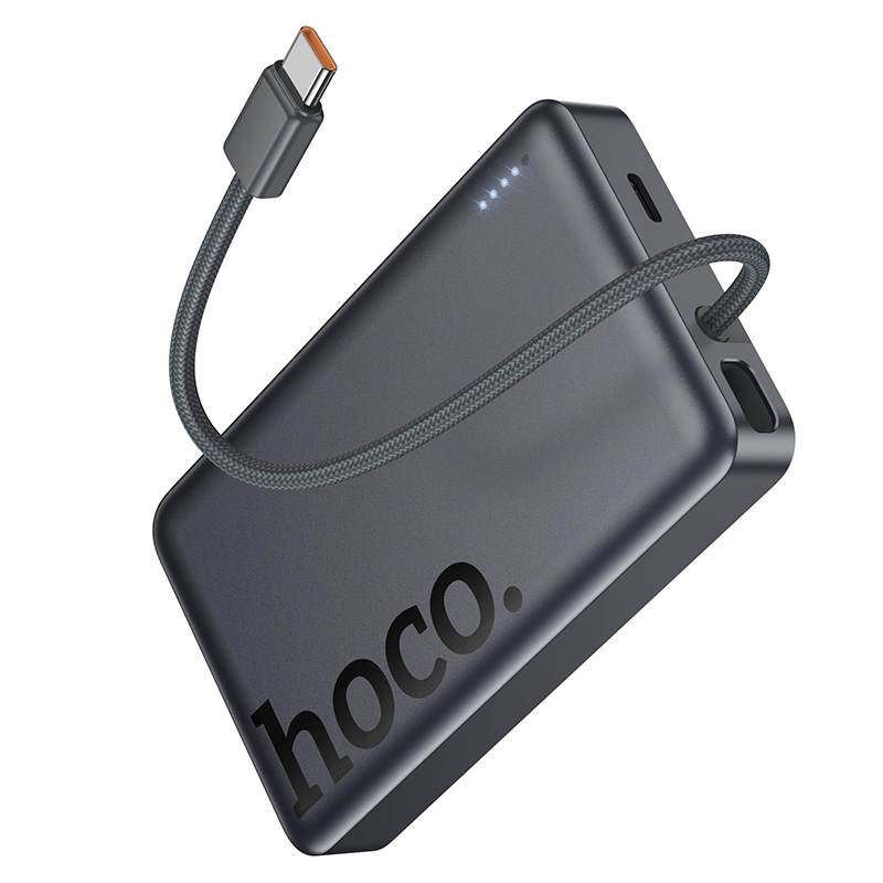 Bateria Externa Wireless HOCO Q44, 10000mAh, 20W, PD + FQI, 1 x QI - 2 x USB-C, Cinzento