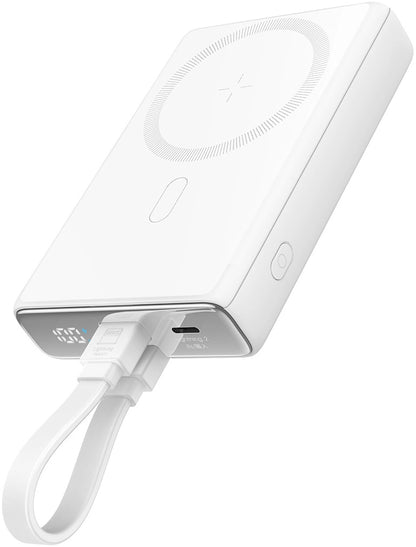 Bateria Externa Wireless Joyroom JR-PBM01, 10000mAh, 20W, QC + PD + FQI, 1 x Lightning - 1 x QI - 1 x USB-C, Branca