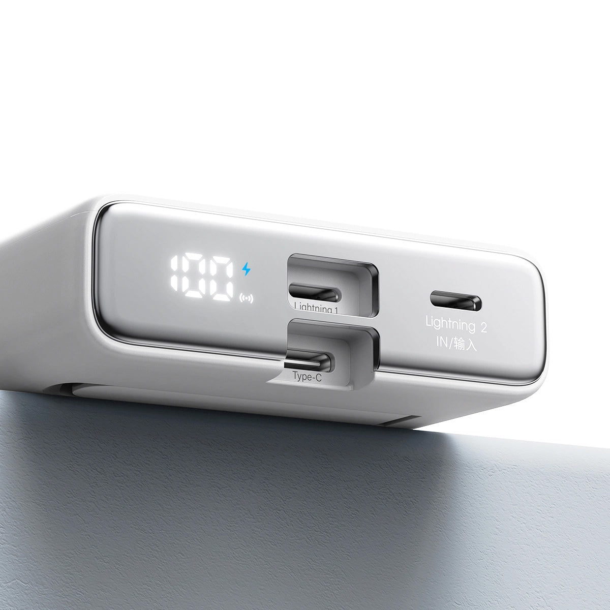 Bateria Externa Wireless Joyroom JR-PBM01, 10000mAh, 20W, QC + PD + FQI, 1 x Lightning - 1 x QI - 1 x USB-C, Branca