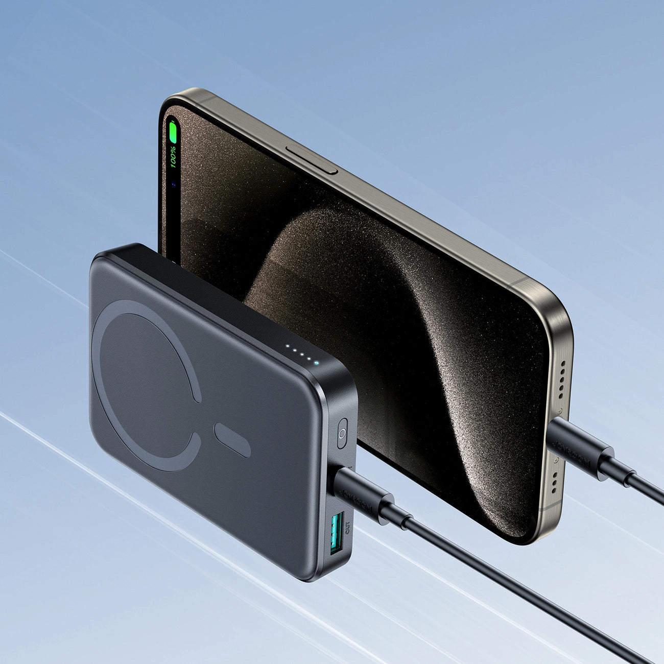 Bateria Externa Wireless Joyroom JR-W020, 10000mAh, 20W, QC + PD + FQI, 1 x QI - 1 x USB-A - 1 x USB-C, Preta