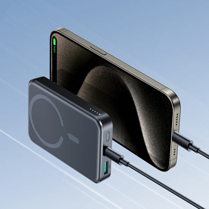 Bateria Externa Wireless Joyroom JR-W020, 10000mAh, 20W, QC + PD + FQI, 1 x QI - 1 x USB-A - 1 x USB-C, Preta