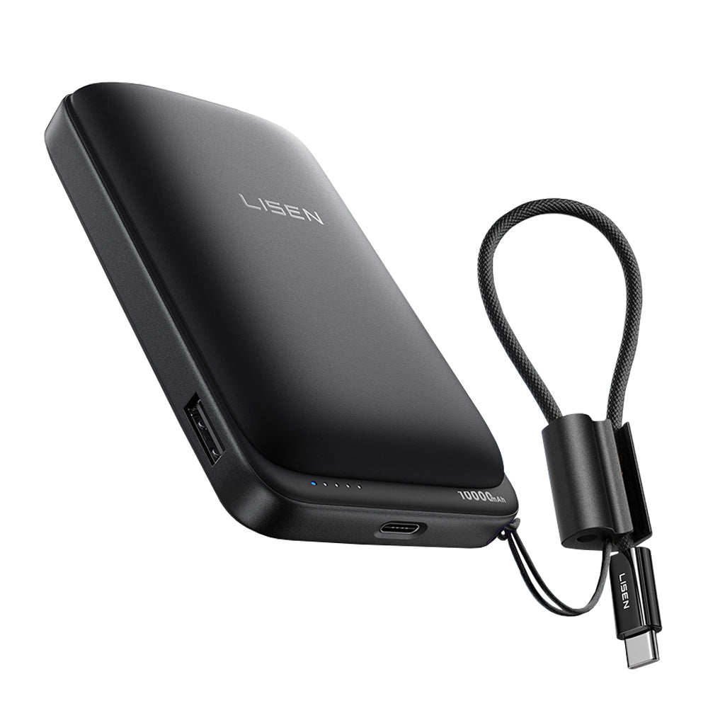 Bateria Externa Wireless Lisen P604, 10000mAh, 65W, QC + PD + FQI, 1 x QI - 1 x USB-A - 1 x USB-C, Preta