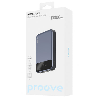 Bateria Externa Wireless Proove Hoodman, 10000mAh, 20W, PD + FQI, 1 x QI - 1 x USB-C, Cinzento PBH120010003
