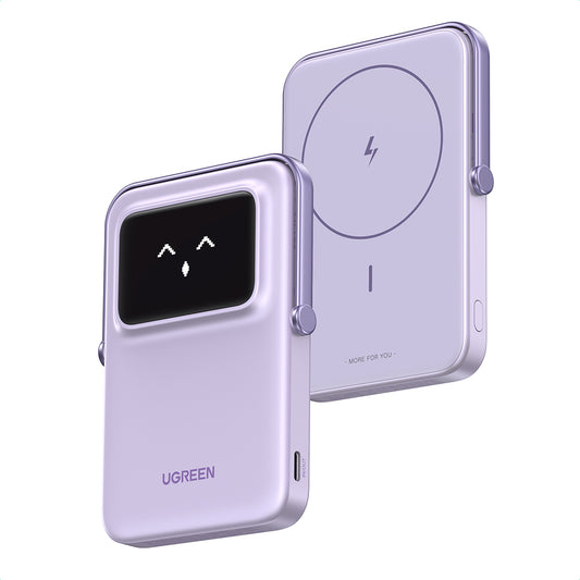 Bateria Externa Wireless UGREEN PB571 Uno, 5000mAh, 20W, PD + FQI, 1 x QI - 1 x USB-C, Roxo