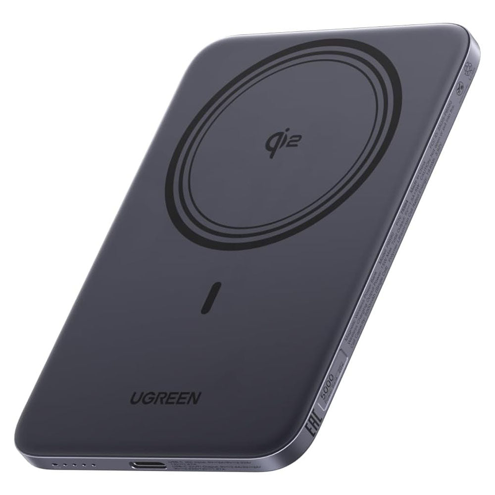 Bateria Externa Wireless UGREEN PB580 (75984B), 5000mAh, 15W, PD + FQI, 1 x QI - 1 x USB-C, Cinzento
