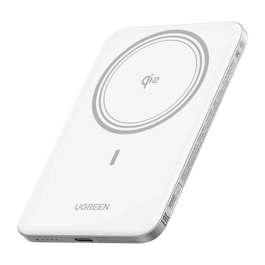 Bateria Externa Wireless UGREEN PB580 (95931B), 5000mAh, 20W, PD + FQI, 1 x QI - 1 x USB-C, Branco